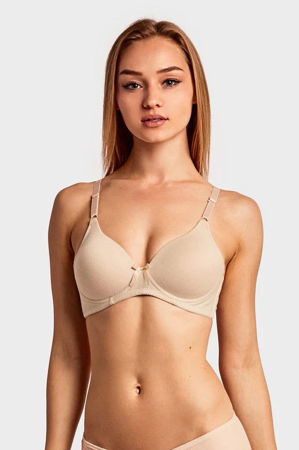 3 PCS  LADIES NO WIRE COTTON PLAIN BRA (Copy)
